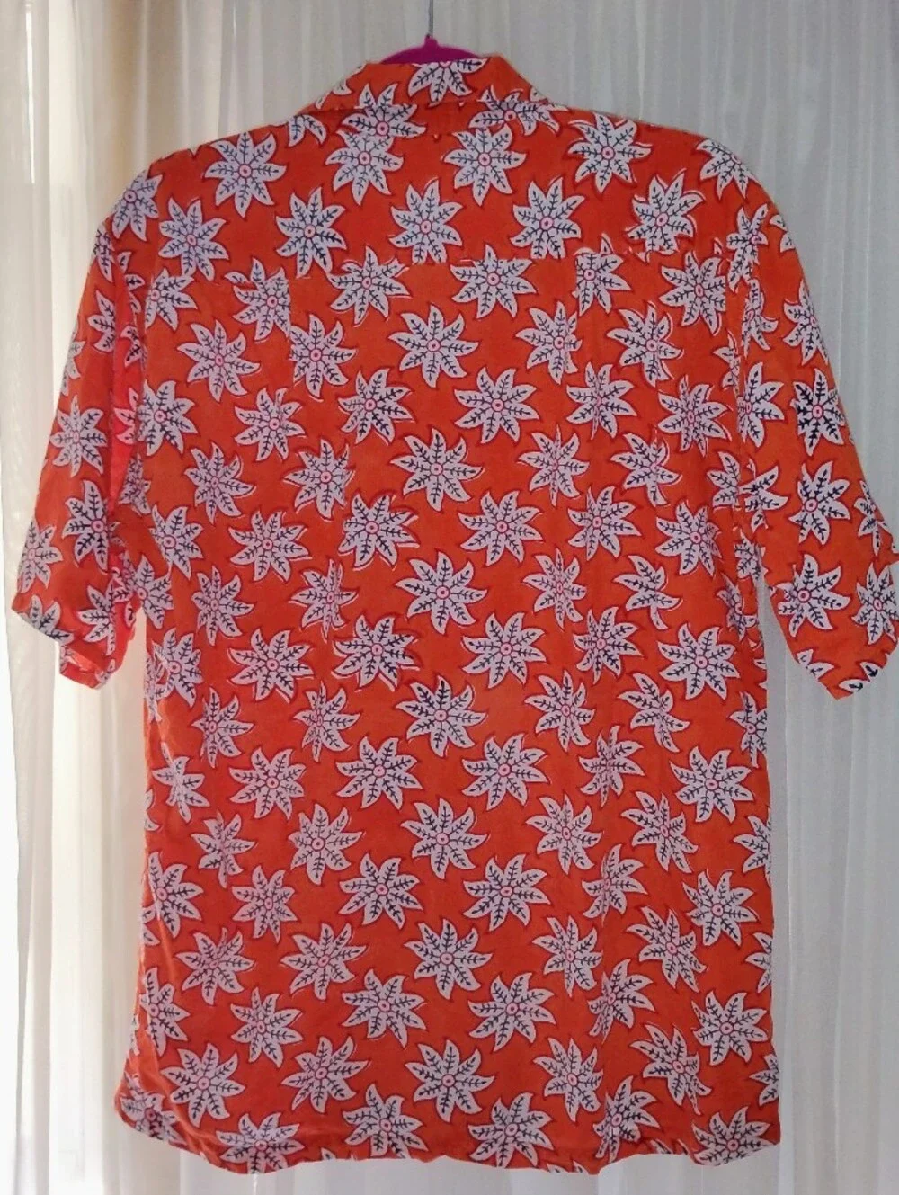 Roberta Roller Rabbit Men's Burnt Orange Cotton Print Short Sleeve Buttondown M